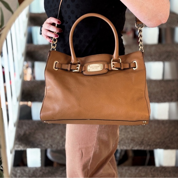 Michael Kors Hamilton Satchel | Luggage Brown Leather Bag - Picture 2 of 14